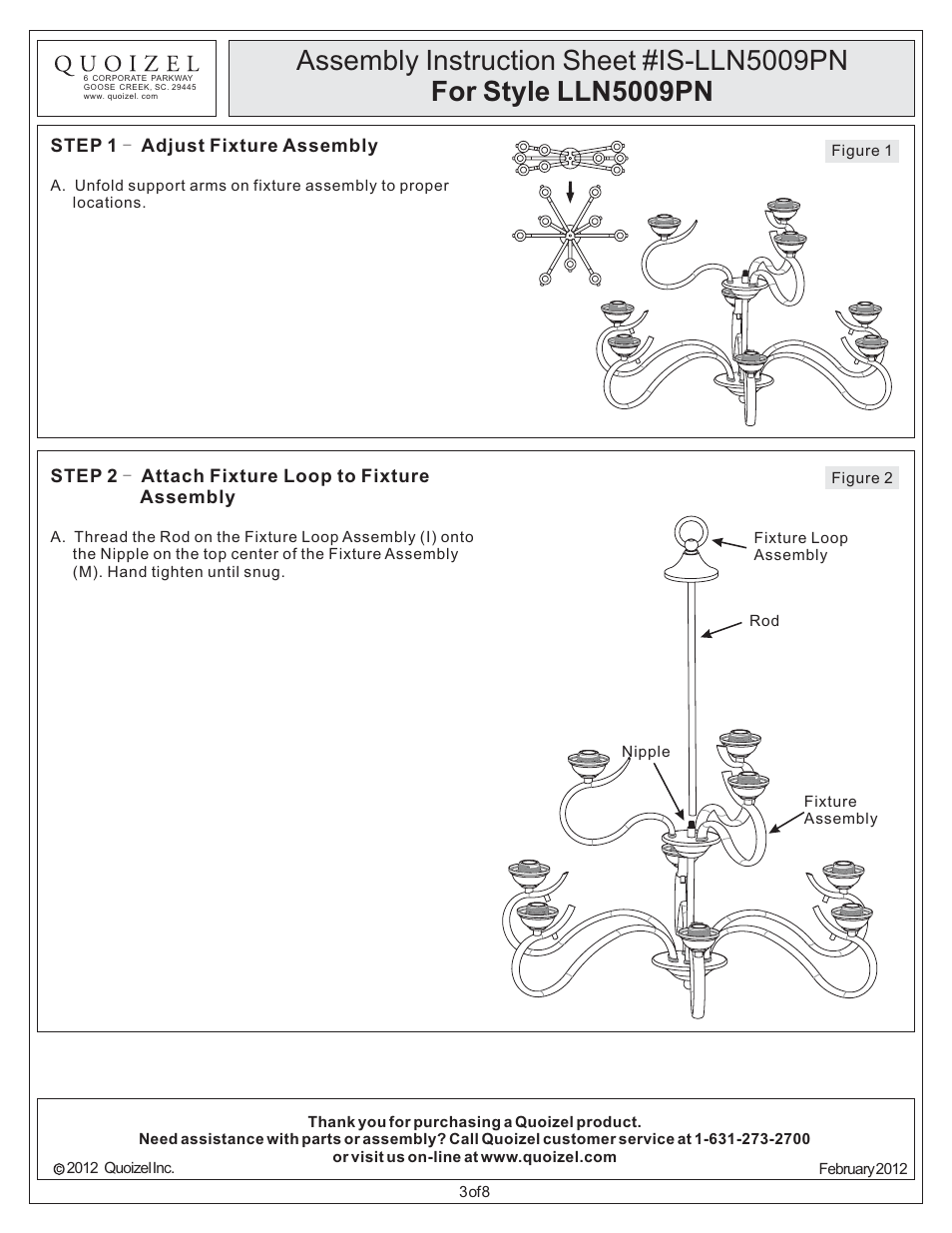Quoizel LLN5009PN Lillian User Manual | Page 3 / 8