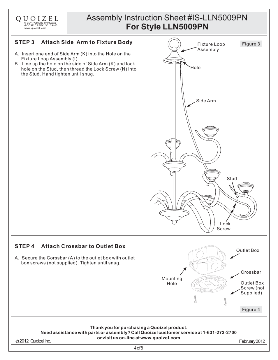 Quoizel LLN5009PN Lillian User Manual | Page 4 / 8