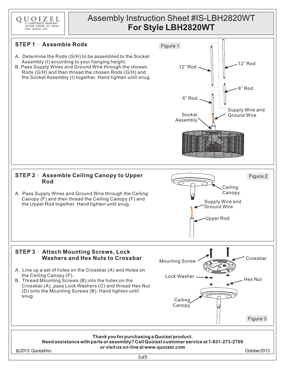 Quoizel LBH2820WT Long Beach User Manual | Page 3 / 5