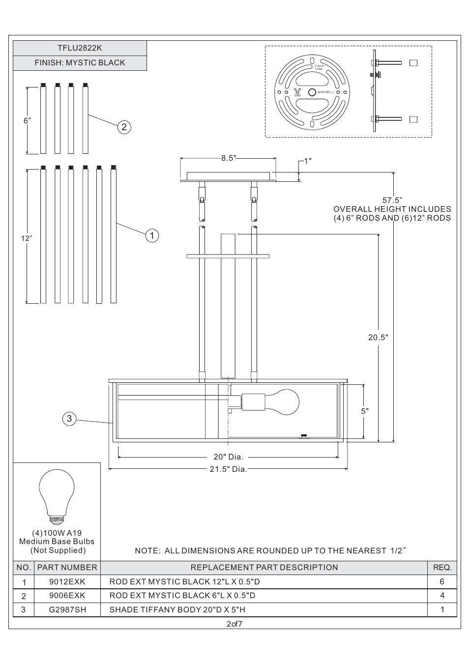 Quoizel TFLU2822K Luxe User Manual | Page 2 / 7