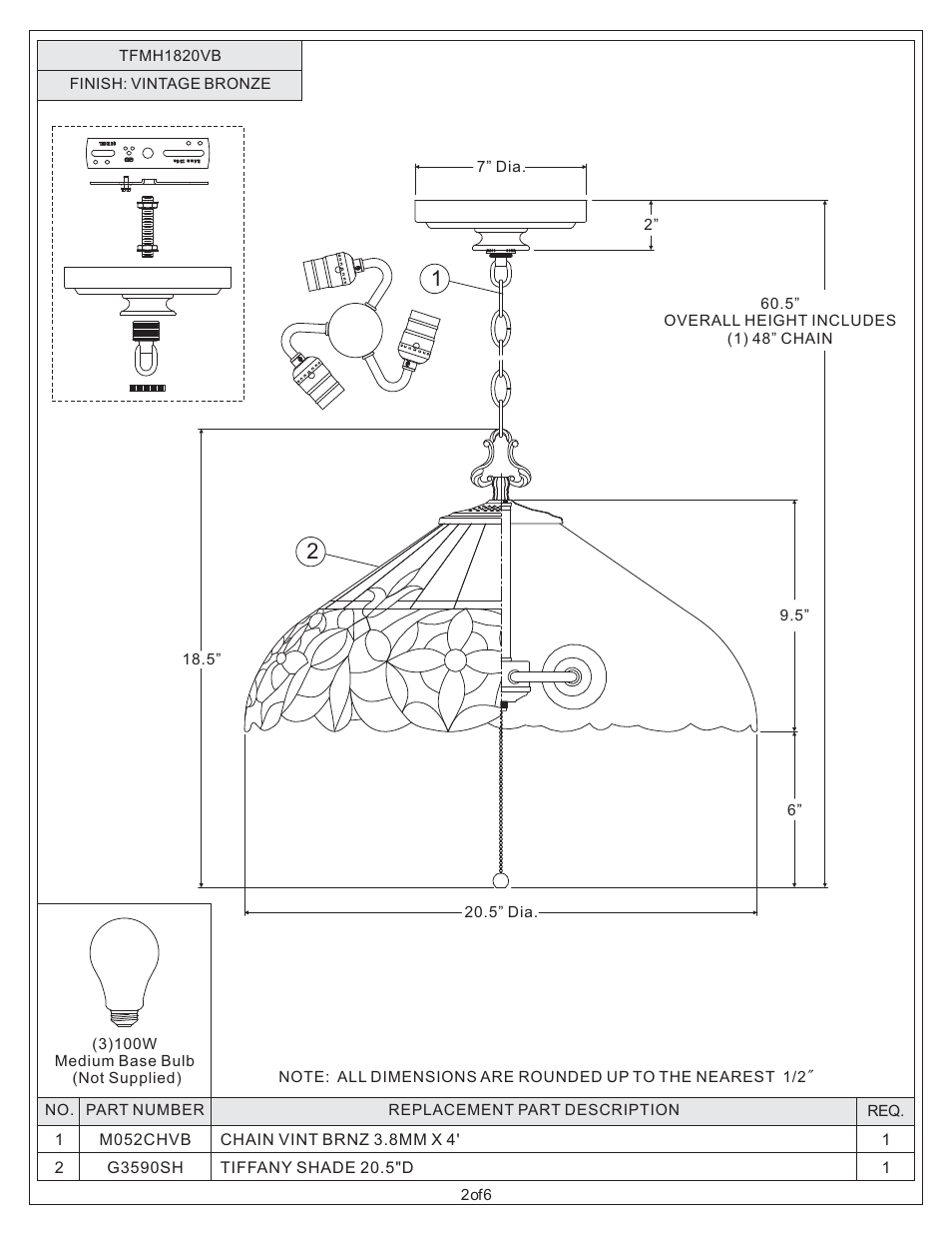 Quoizel TFMH1820VB Mariah User Manual | Page 2 / 6