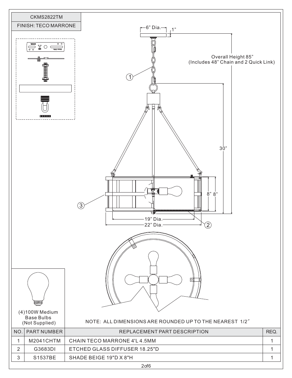 Quoizel CKMS2822TM Marisol User Manual | Page 2 / 6