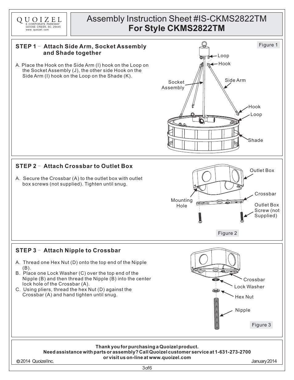Quoizel CKMS2822TM Marisol User Manual | Page 3 / 6