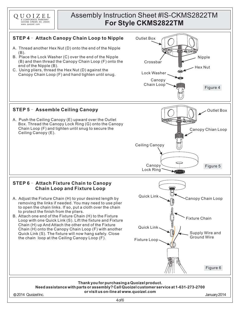 Quoizel CKMS2822TM Marisol User Manual | Page 4 / 6