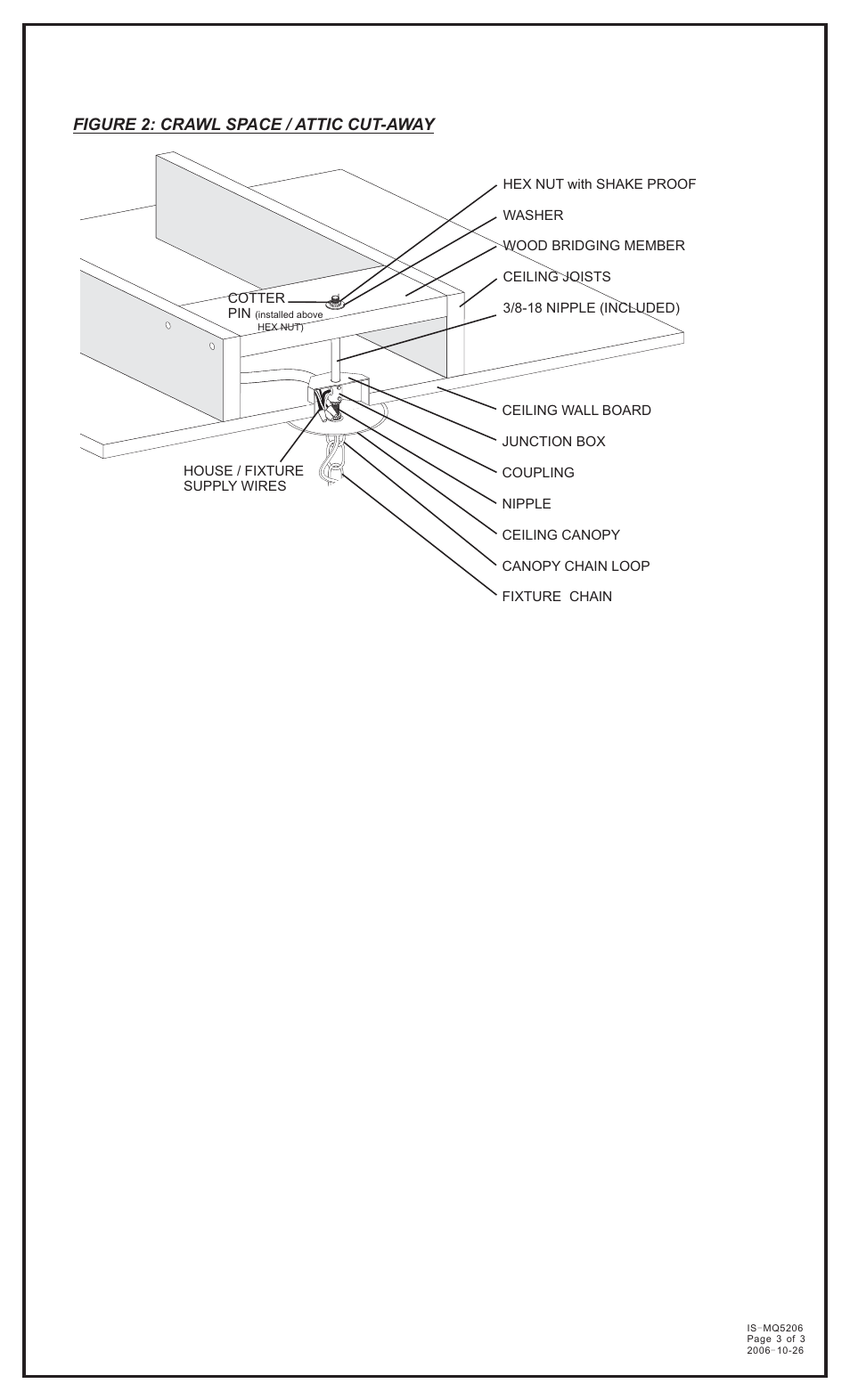 Figure 2: crawl space / attic cut-away | Quoizel MQ5208HL Marquette User Manual | Page 3 / 3