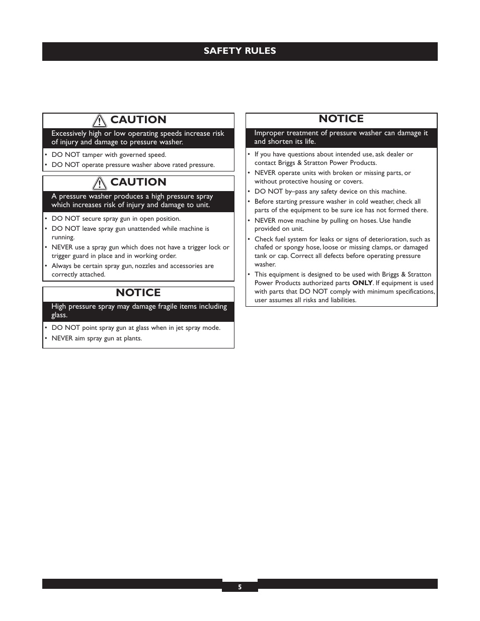 Notice, Caution | Briggs & Stratton 20223 User Manual | Page 5 / 92
