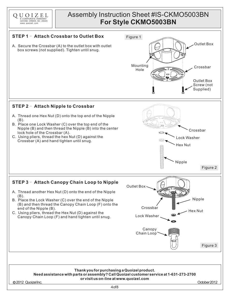 Quoizel CKMO5003BN Metro User Manual | Page 4 / 8