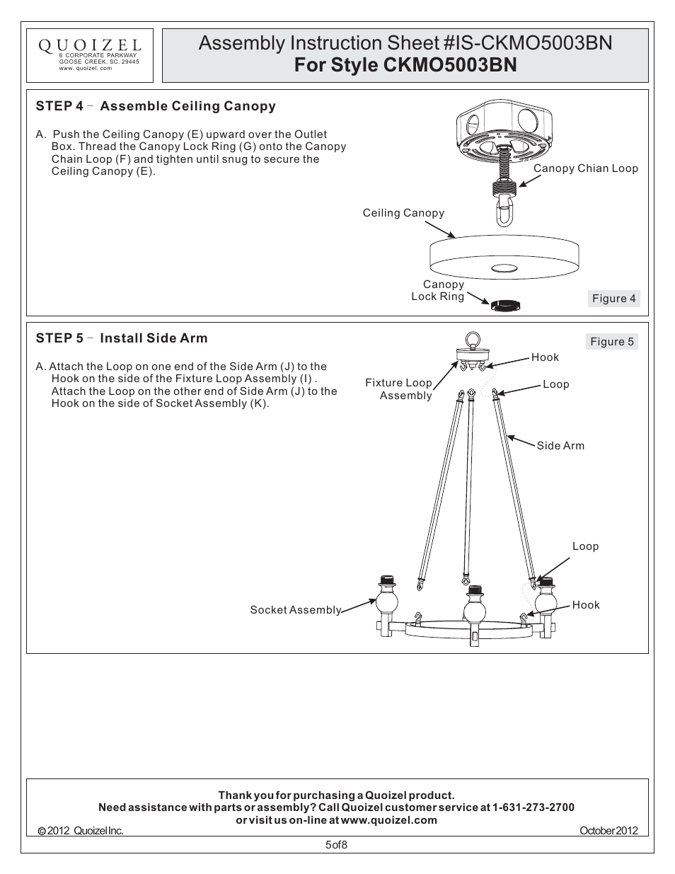 Quoizel CKMO5003BN Metro User Manual | Page 5 / 8