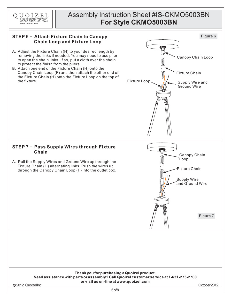 Quoizel CKMO5003BN Metro User Manual | Page 6 / 8