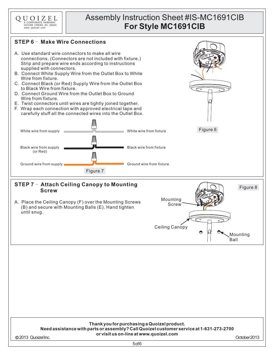 Quoizel MC1691CIB Mica User Manual | Page 5 / 6