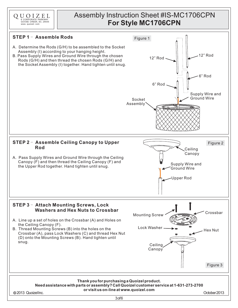 Quoizel MC1706CPN Mica User Manual | Page 3 / 6