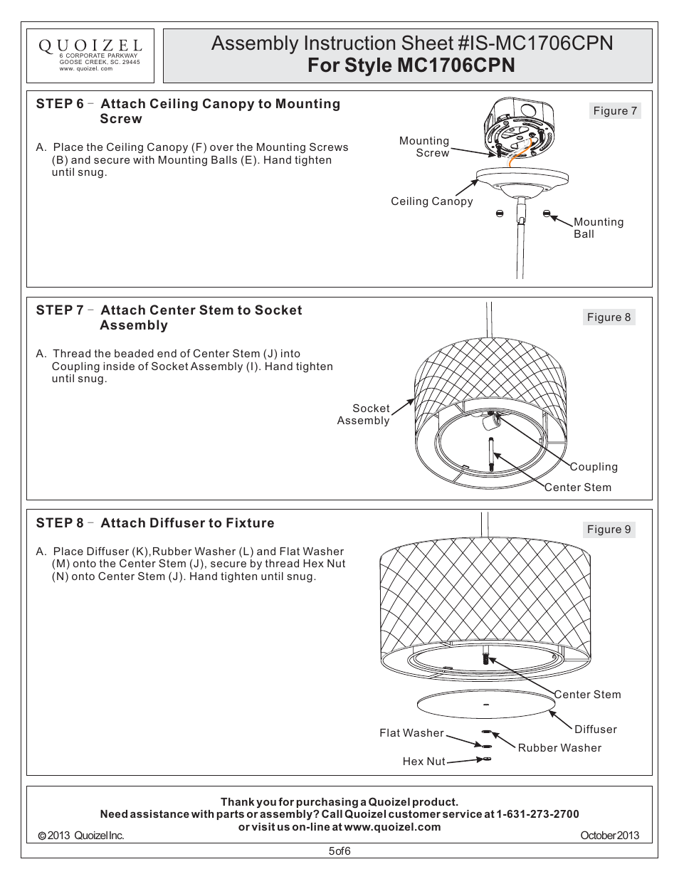 Quoizel MC1706CPN Mica User Manual | Page 5 / 6