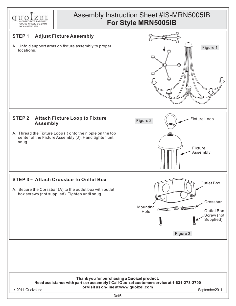 Quoizel MRN5005IB Mirren User Manual | Page 3 / 6