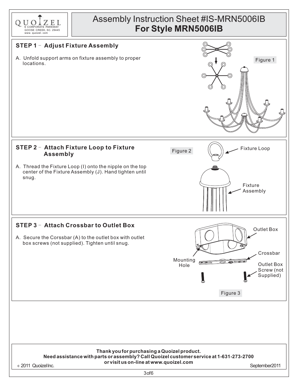 Quoizel MRN5006IB Mirren User Manual | Page 3 / 6