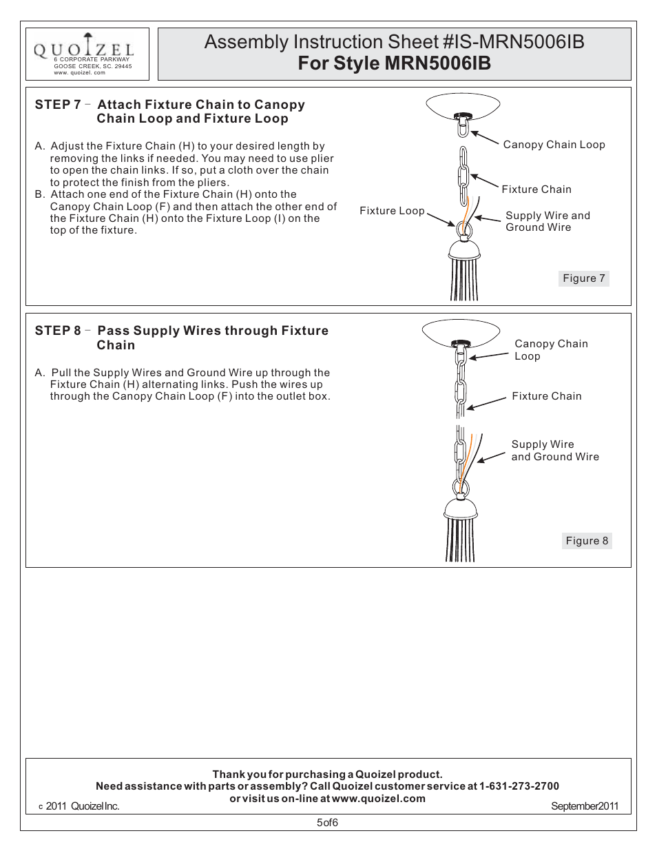 Quoizel MRN5006IB Mirren User Manual | Page 5 / 6