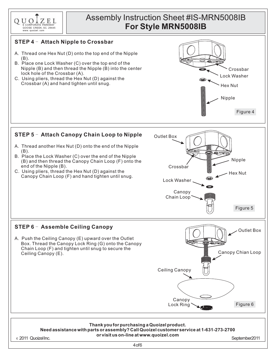 Quoizel MRN5008IB Mirren User Manual | Page 4 / 6