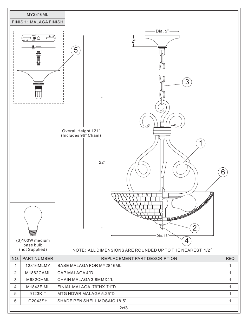 Quoizel MY2816ML Monterey Mosaic User Manual | Page 2 / 8