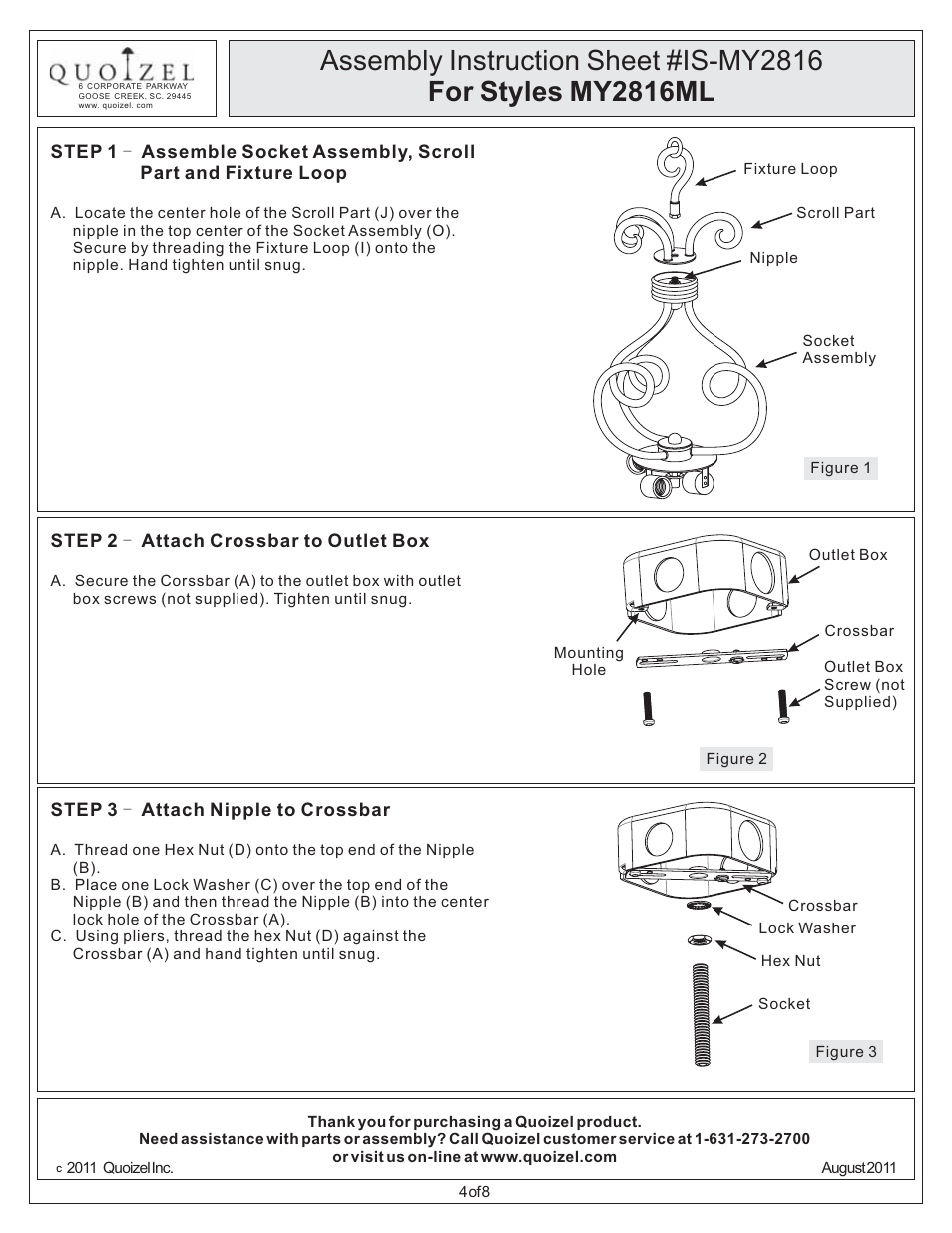 Quoizel MY2816ML Monterey Mosaic User Manual | Page 4 / 8