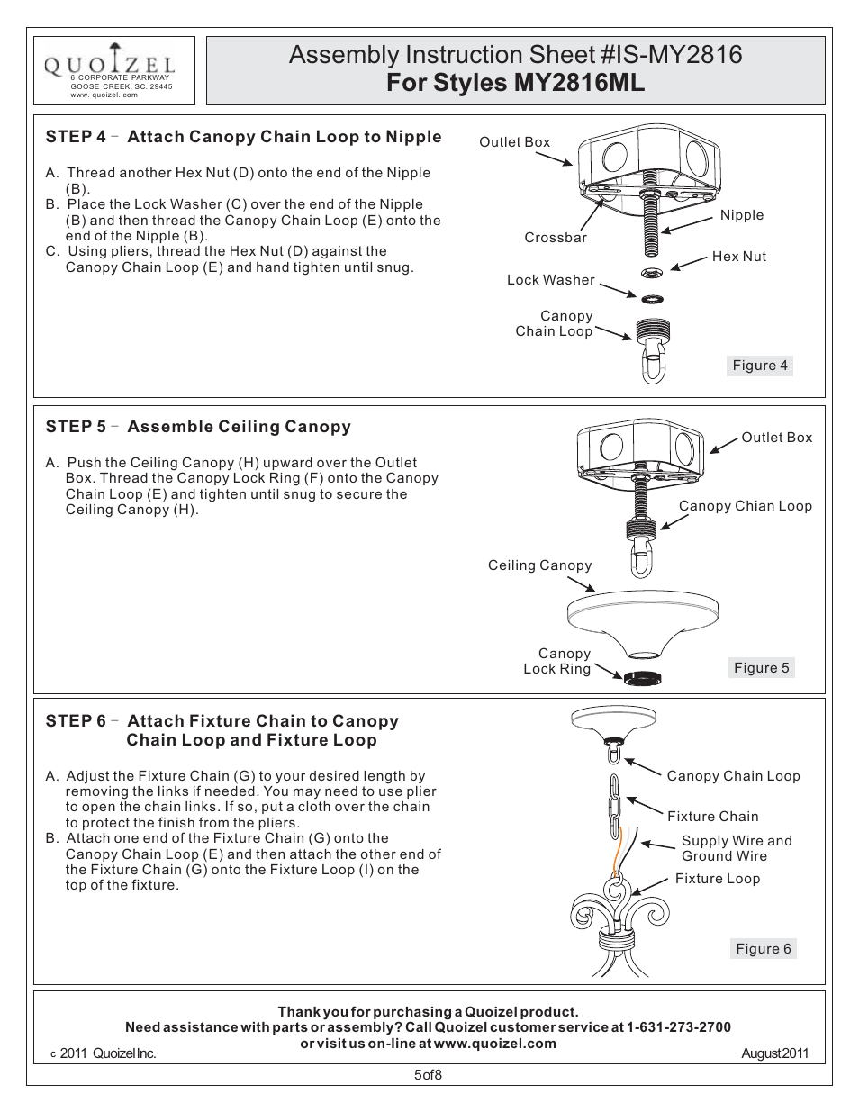 Quoizel MY2816ML Monterey Mosaic User Manual | Page 5 / 8