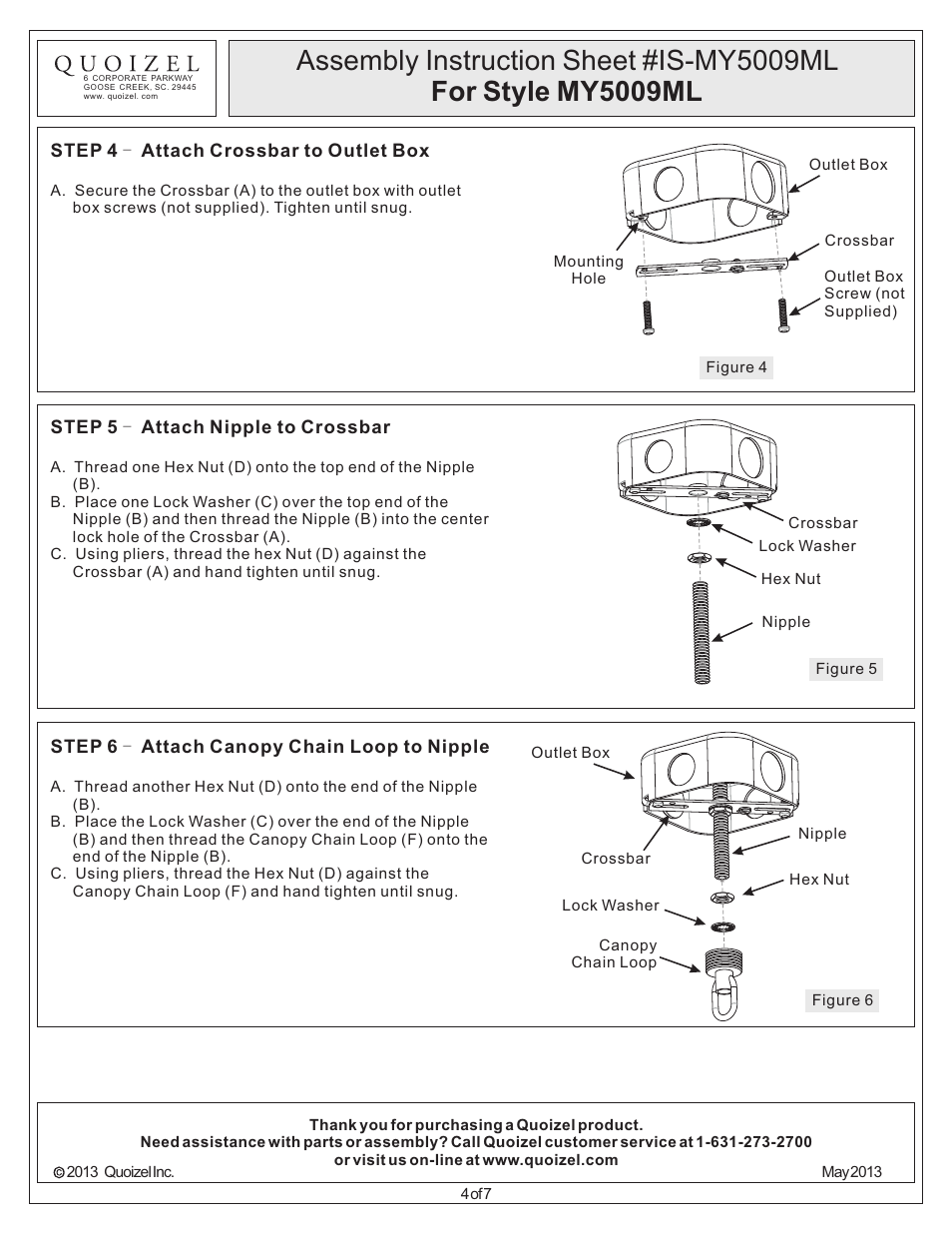 Quoizel MY5009ML Monterey Mosaic User Manual | Page 4 / 7