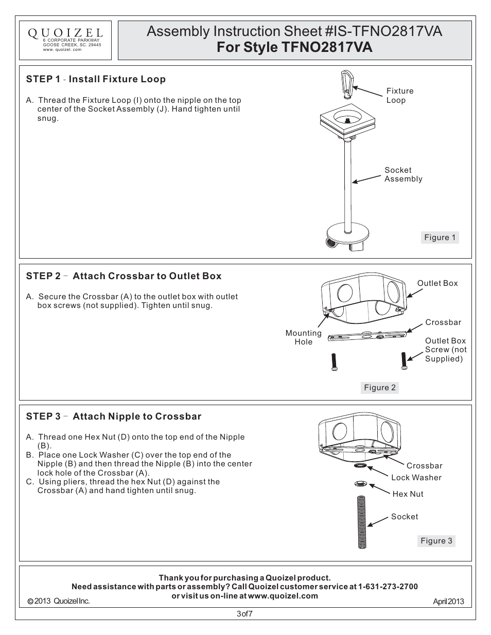 Quoizel TFNO2817VA Navajo User Manual | Page 3 / 7