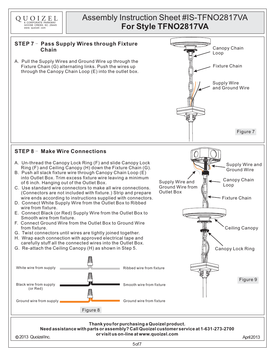 Quoizel TFNO2817VA Navajo User Manual | Page 5 / 7