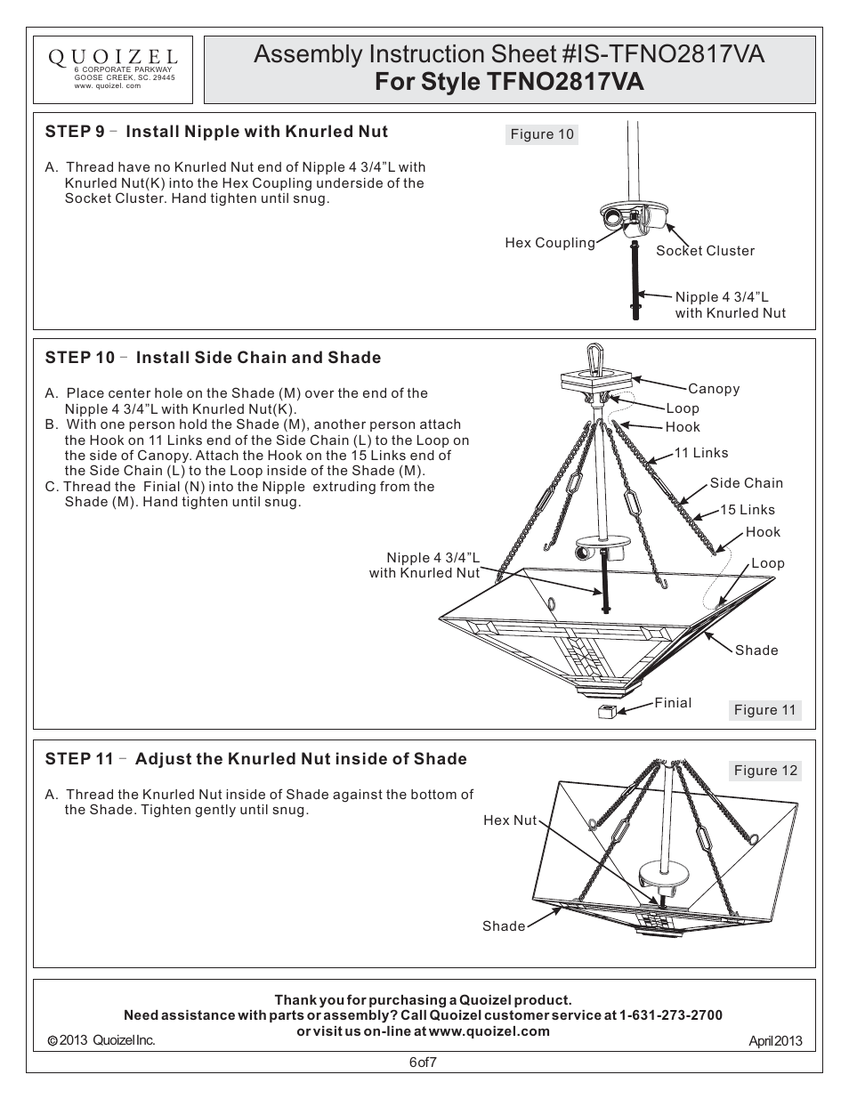 Quoizel TFNO2817VA Navajo User Manual | Page 6 / 7