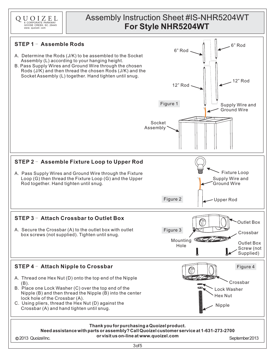 Quoizel NHR5204WT New Harbor User Manual | Page 3 / 5