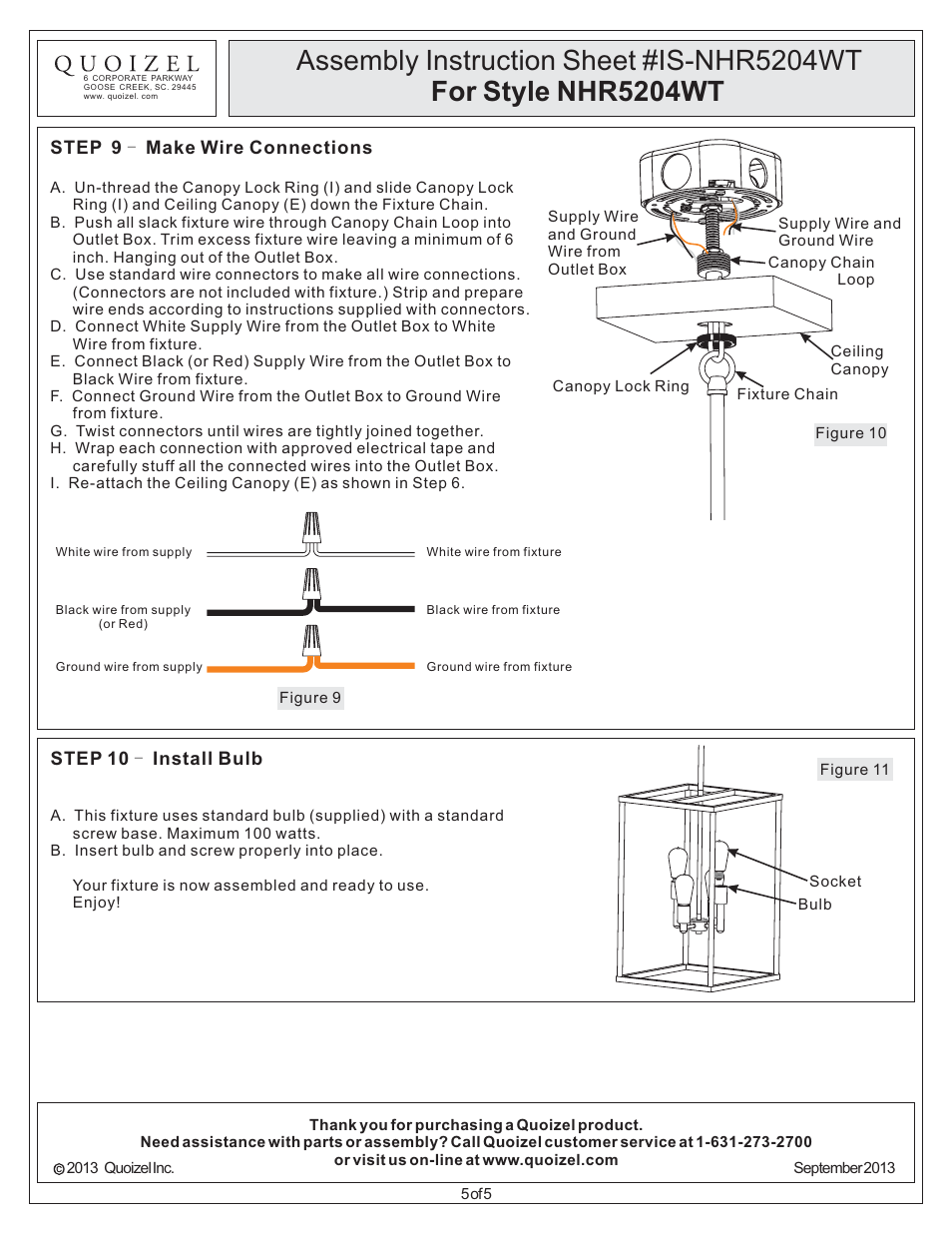 Quoizel NHR5204WT New Harbor User Manual | Page 5 / 5