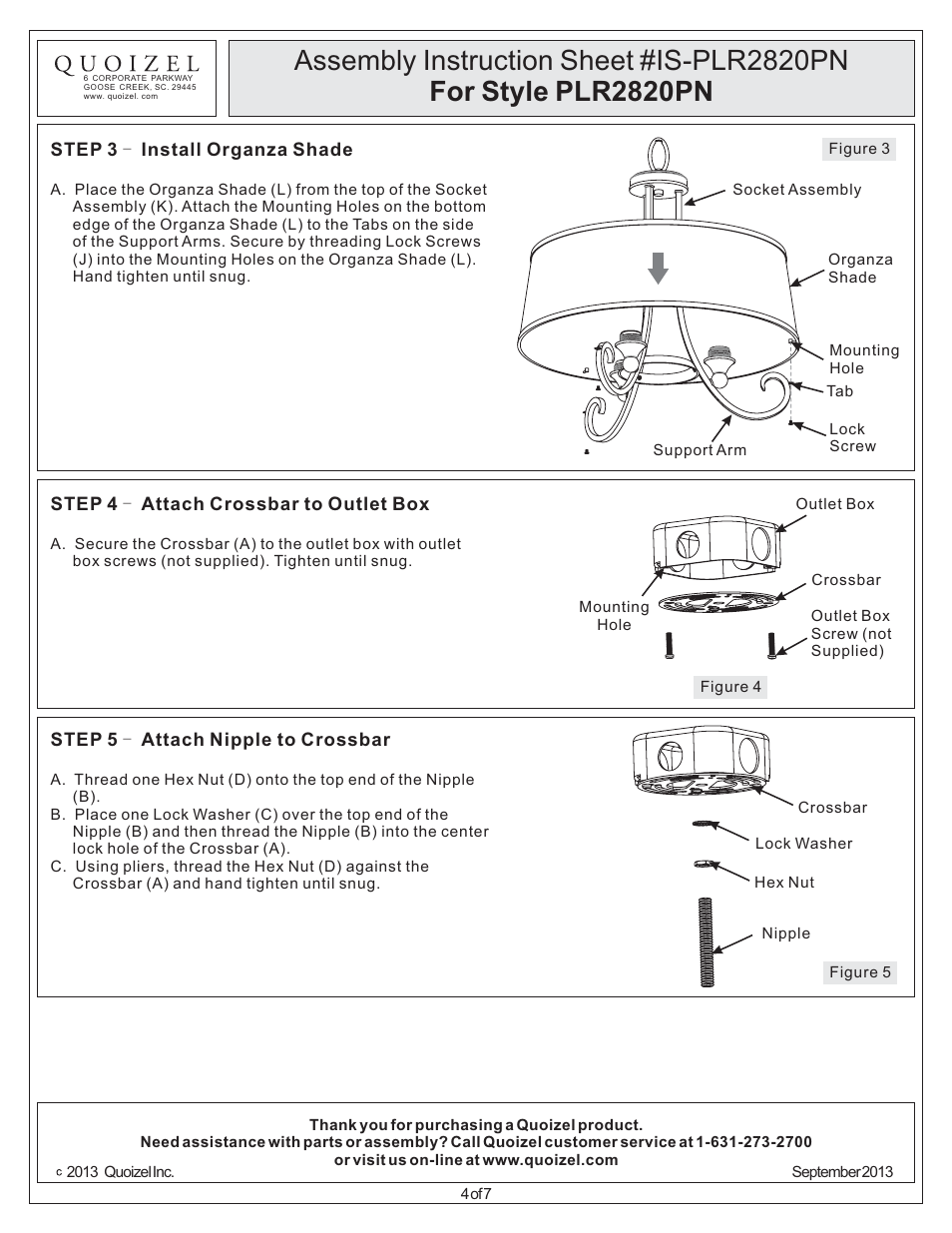 Quoizel PLR2820PN Palmer User Manual | Page 4 / 7
