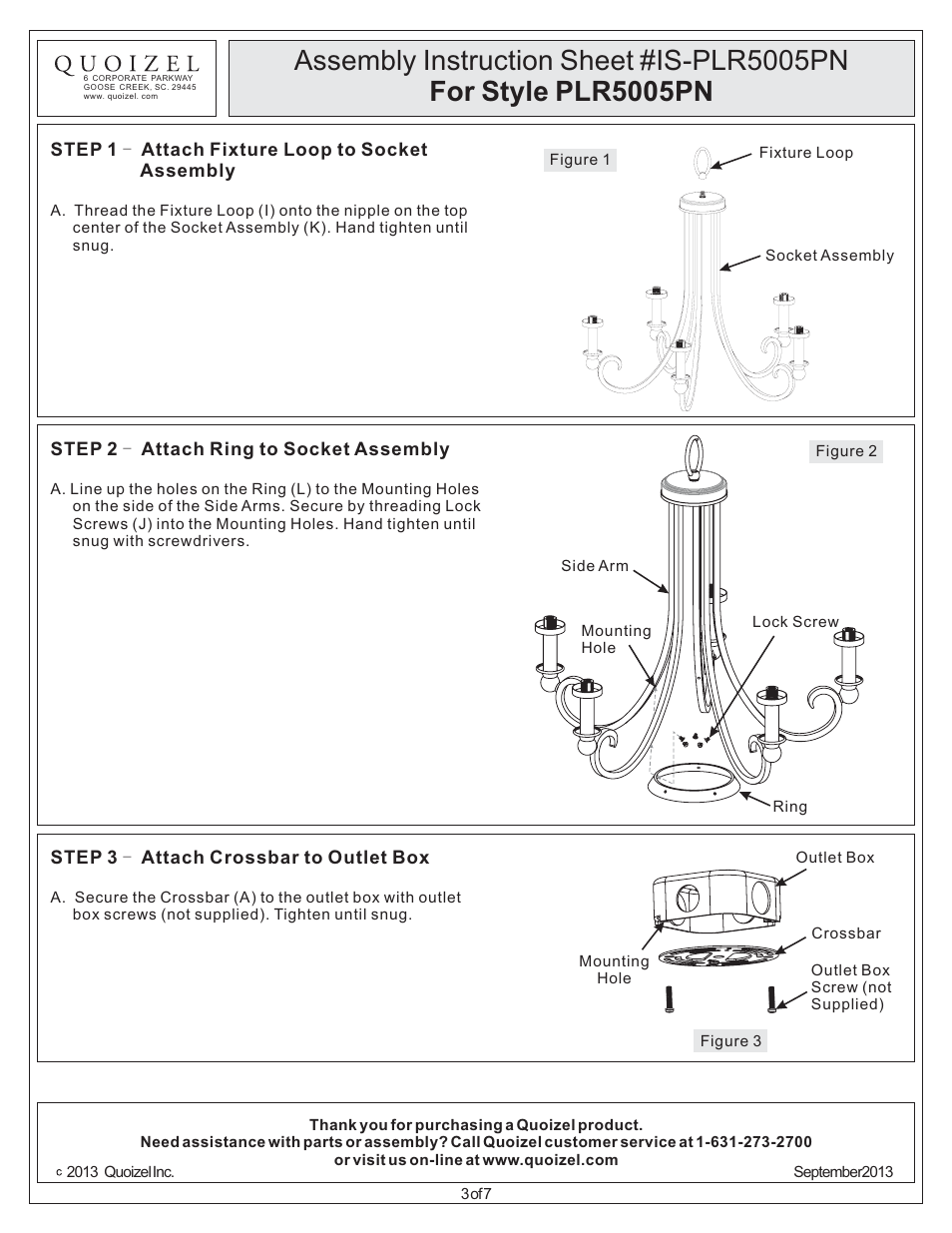 Quoizel PLR5005PN Palmer User Manual | Page 3 / 7