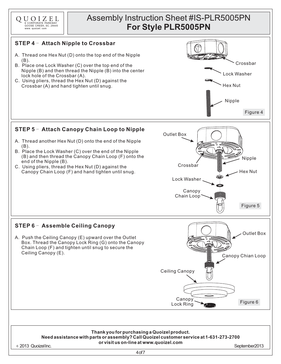 Quoizel PLR5005PN Palmer User Manual | Page 4 / 7