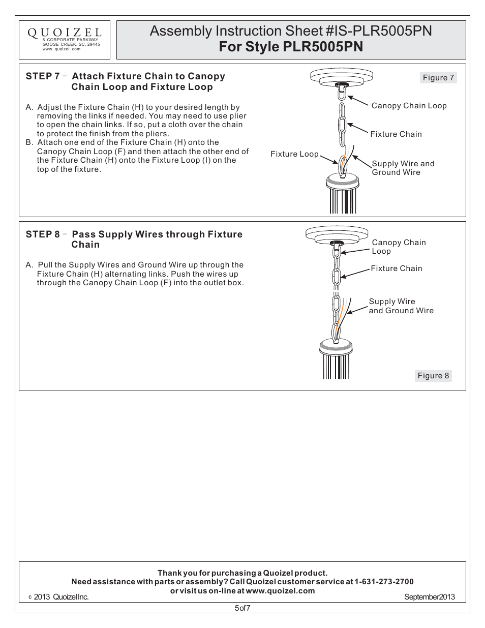 Quoizel PLR5005PN Palmer User Manual | Page 5 / 7