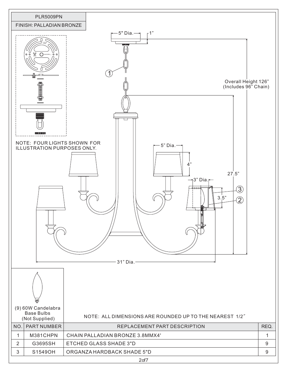 Quoizel PLR5009PN Palmer User Manual | Page 2 / 7