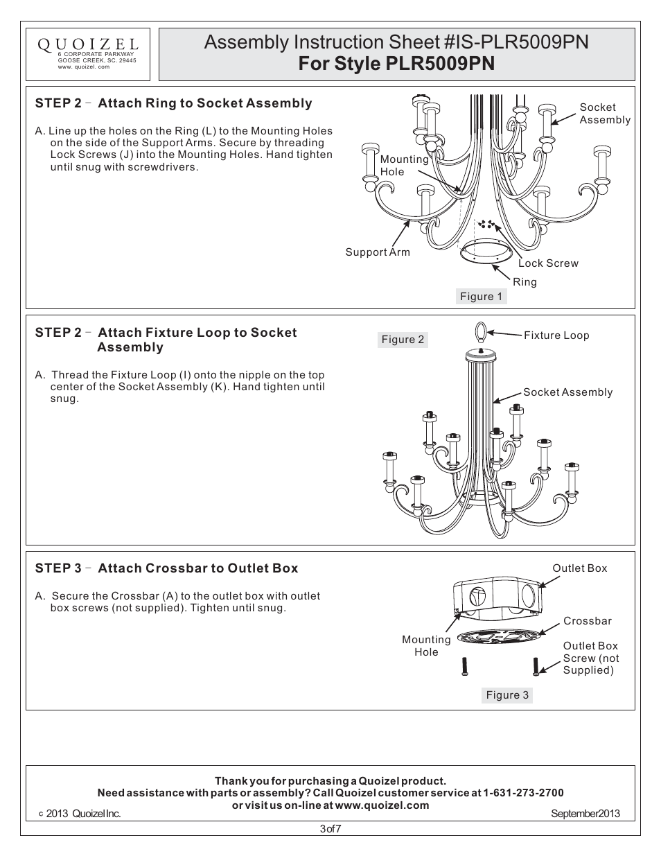 Quoizel PLR5009PN Palmer User Manual | Page 3 / 7