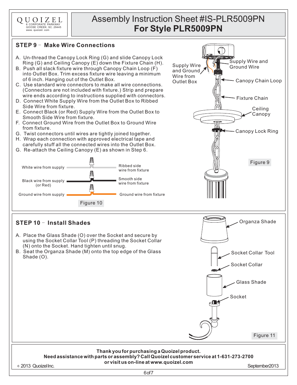 Quoizel PLR5009PN Palmer User Manual | Page 6 / 7