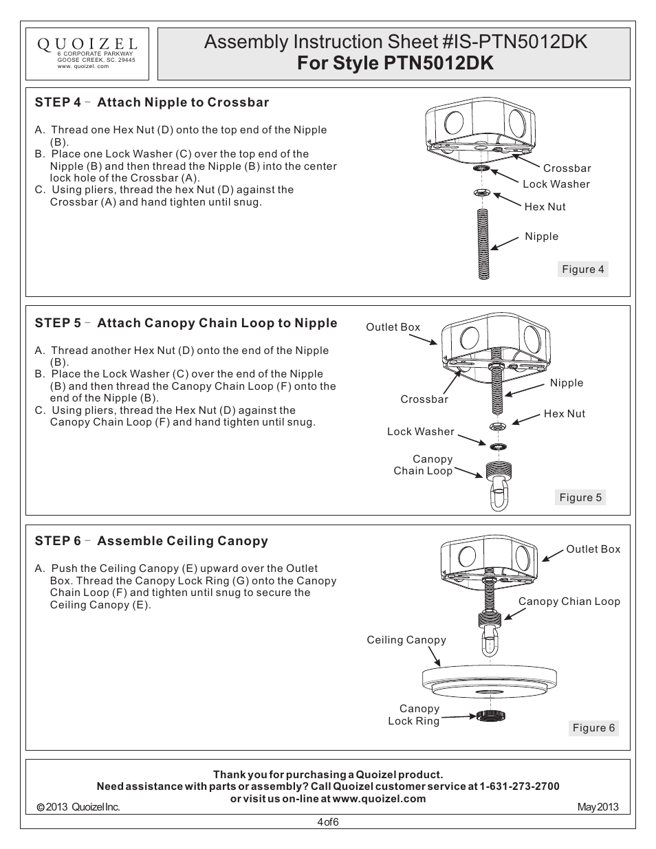 Quoizel PTN5012DK Plantation User Manual | Page 4 / 6