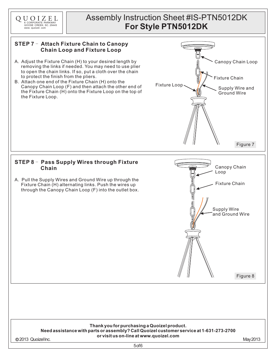 Quoizel PTN5012DK Plantation User Manual | Page 5 / 6