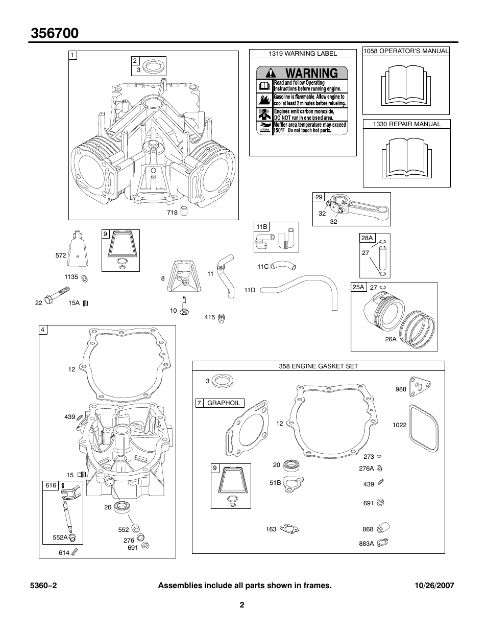 Briggs & Stratton 356700 User Manual | Page 2 / 18