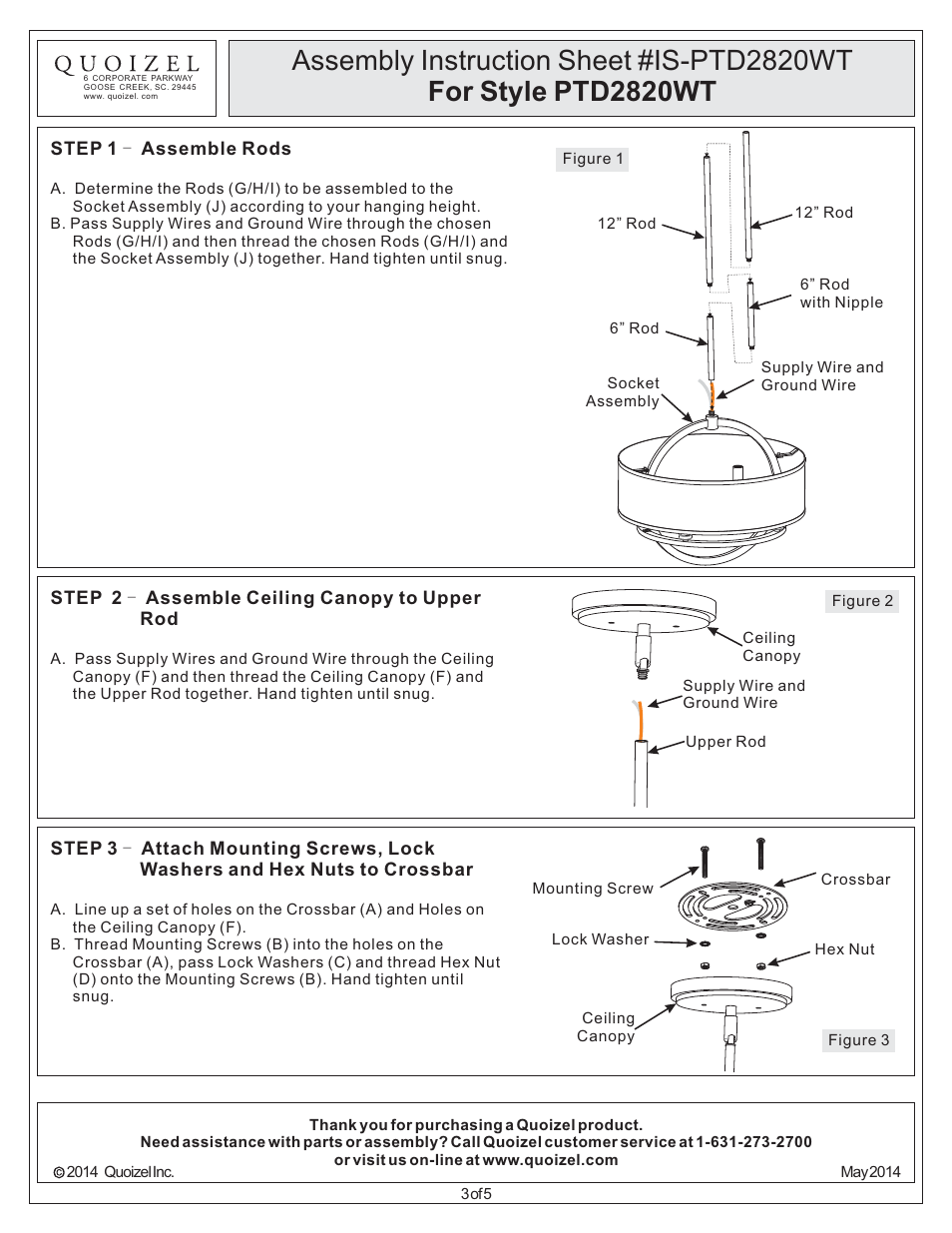 Quoizel PTD2820WT Portland User Manual | Page 3 / 5
