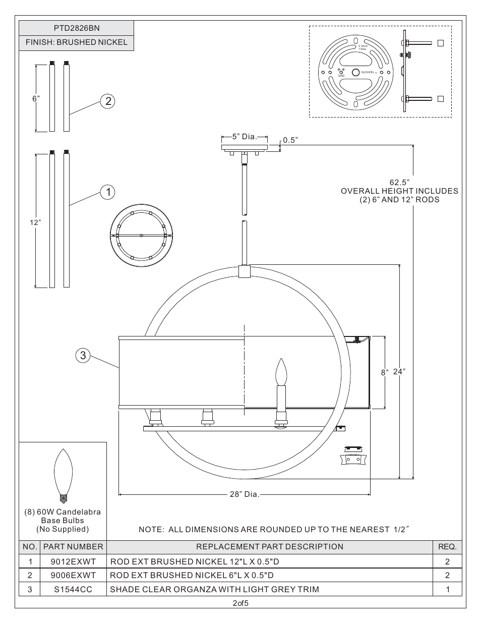 Quoizel PTD2826BN Portland User Manual | Page 2 / 5