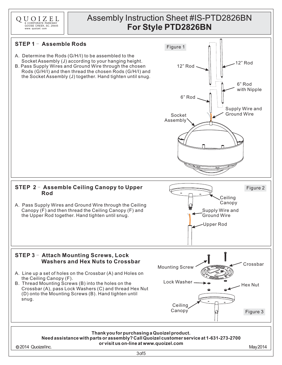 Quoizel PTD2826BN Portland User Manual | Page 3 / 5