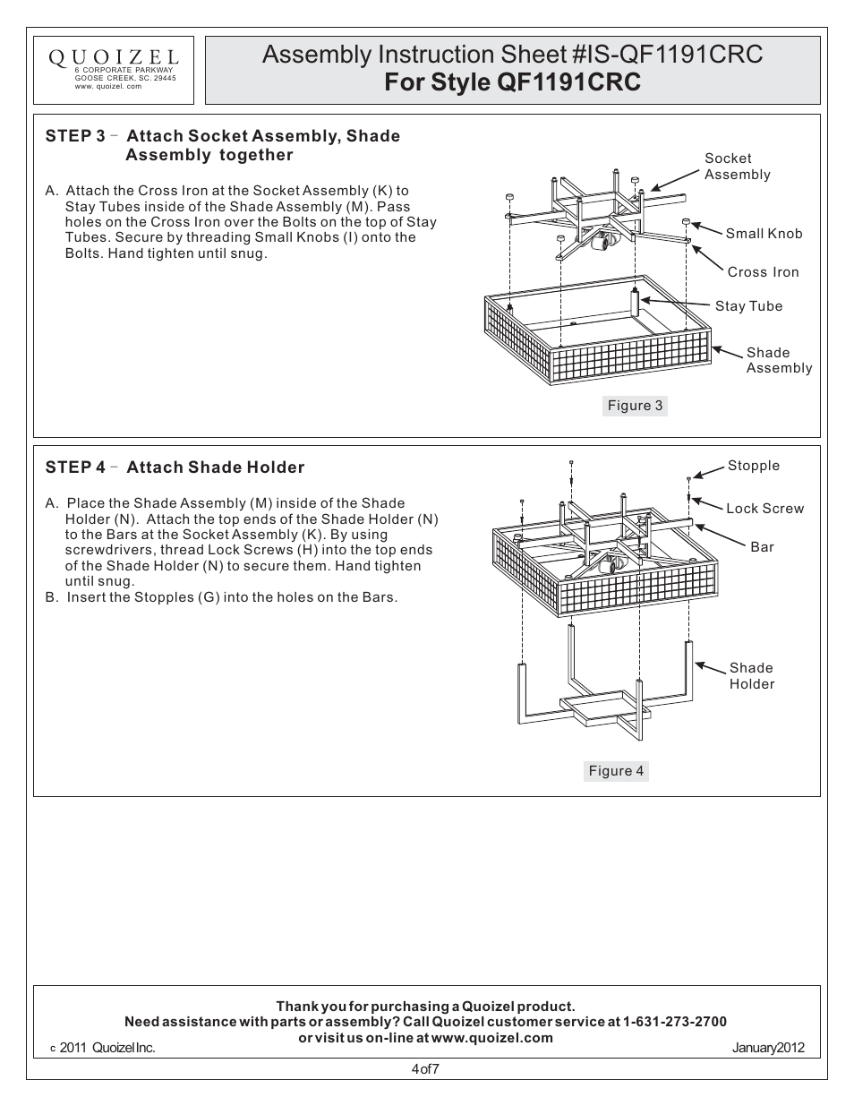 Quoizel QF1191CRC Quoizel Fixture User Manual | Page 4 / 7