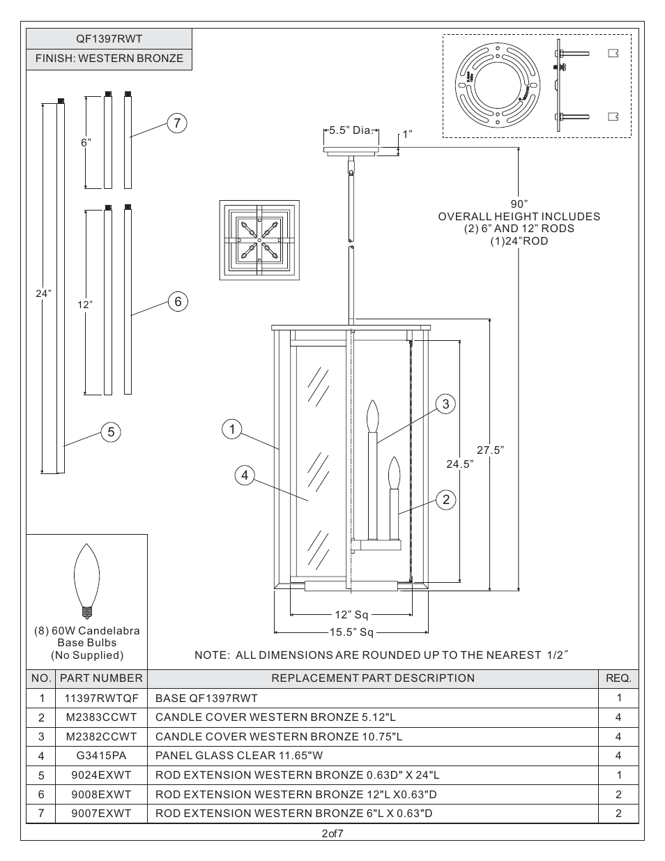 Quoizel QF1397RWT Quoizel Fixture User Manual | Page 2 / 7