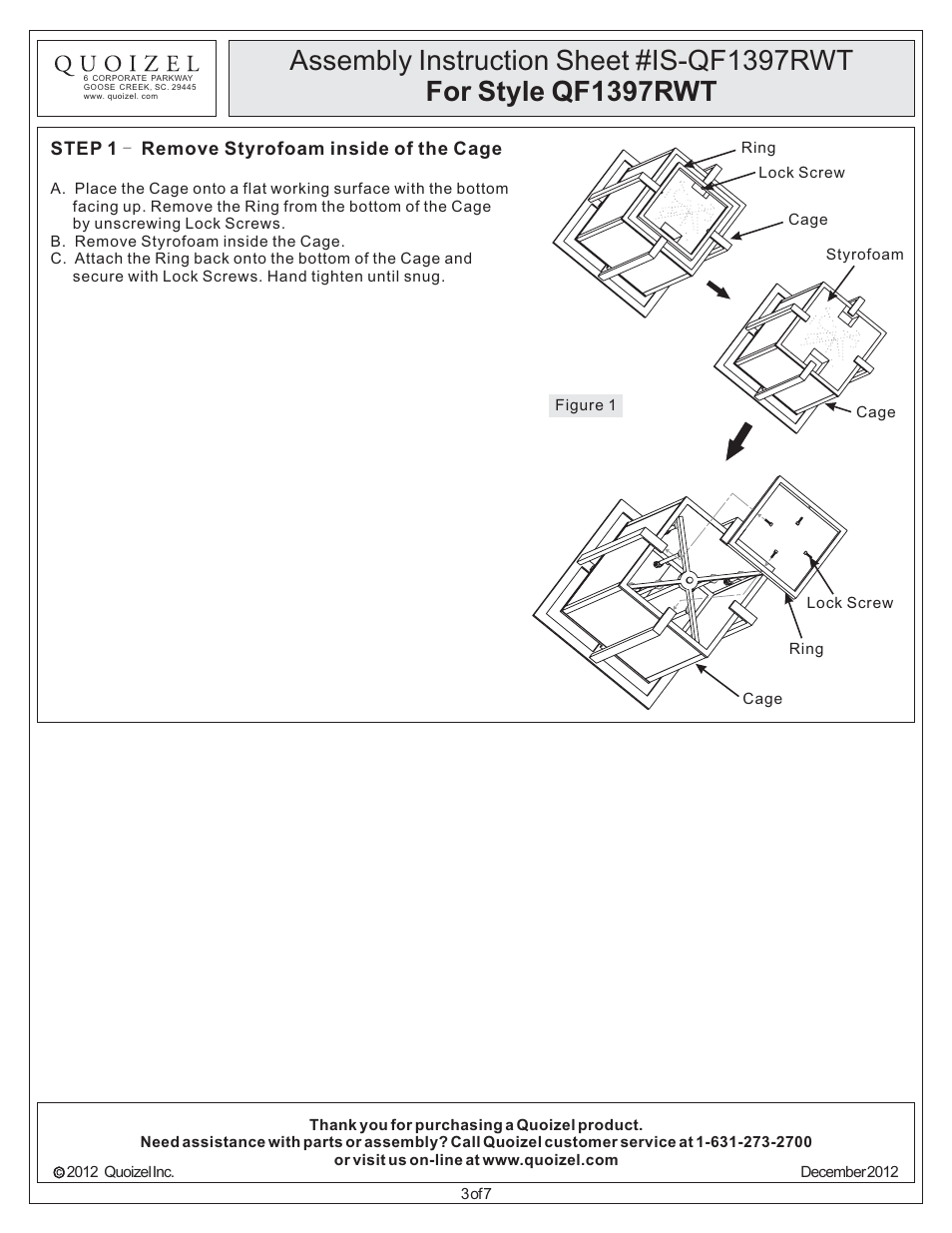 Quoizel QF1397RWT Quoizel Fixture User Manual | Page 3 / 7