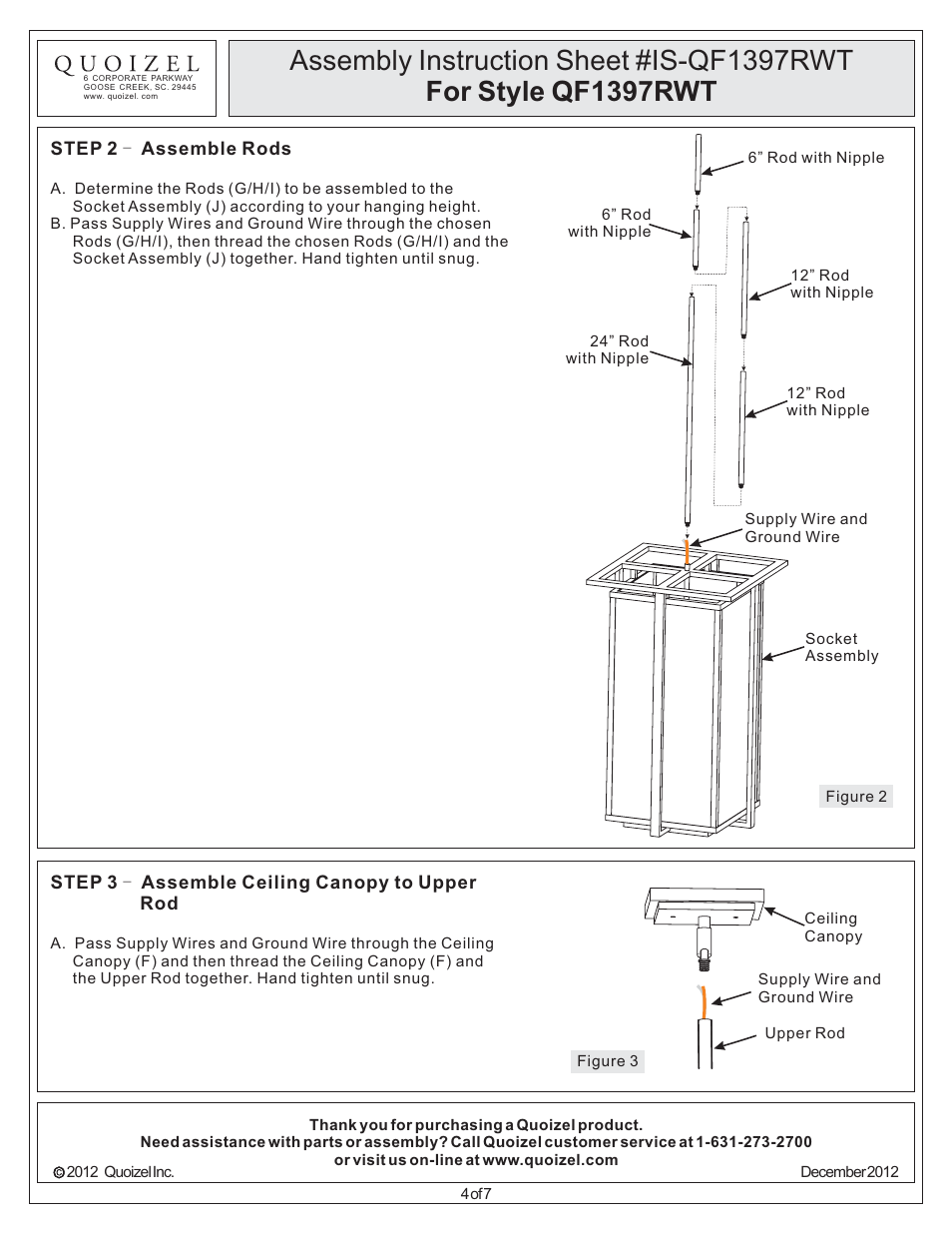 Quoizel QF1397RWT Quoizel Fixture User Manual | Page 4 / 7