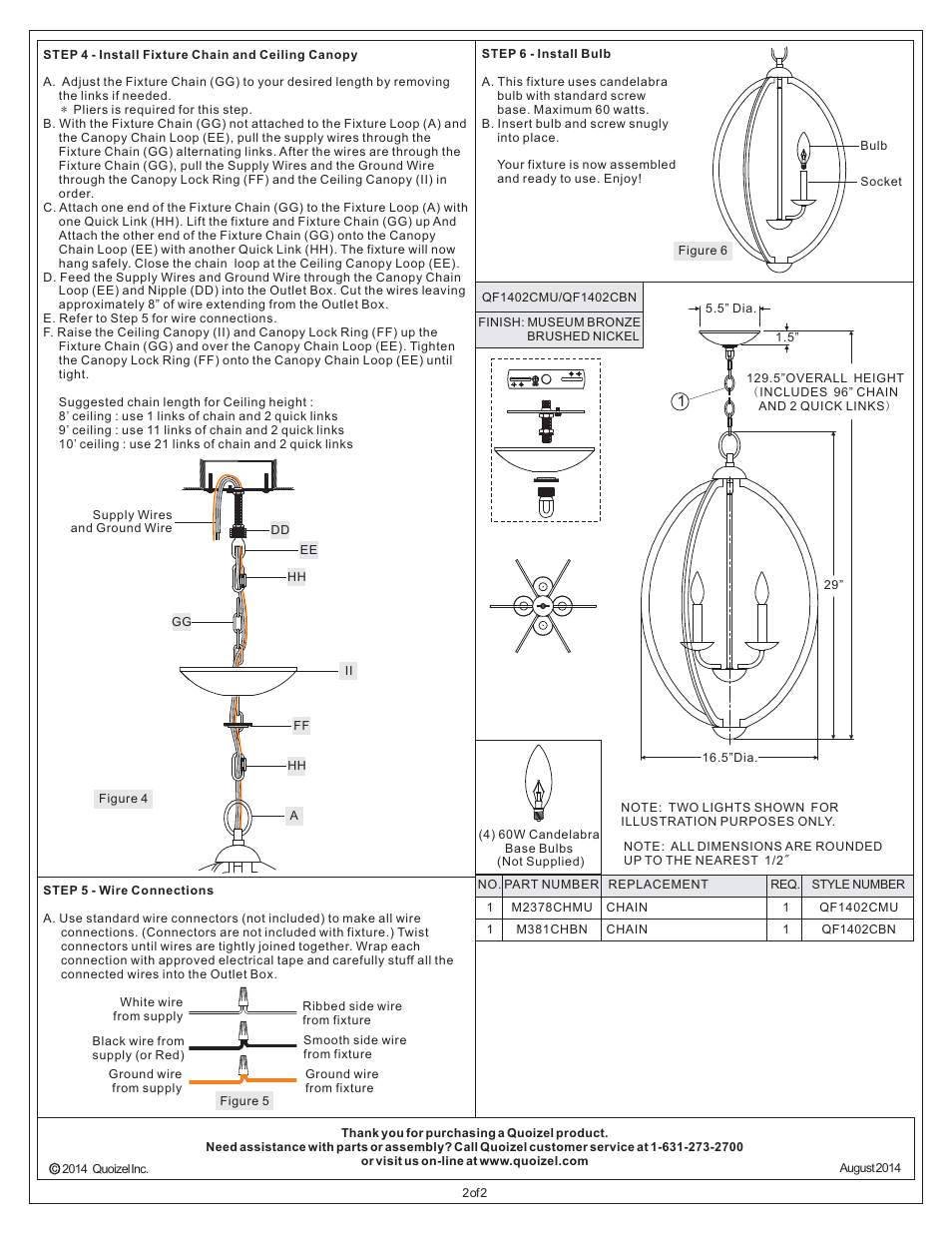 Quoizel QF1402CMU Quoizel Fixture User Manual | Page 2 / 2