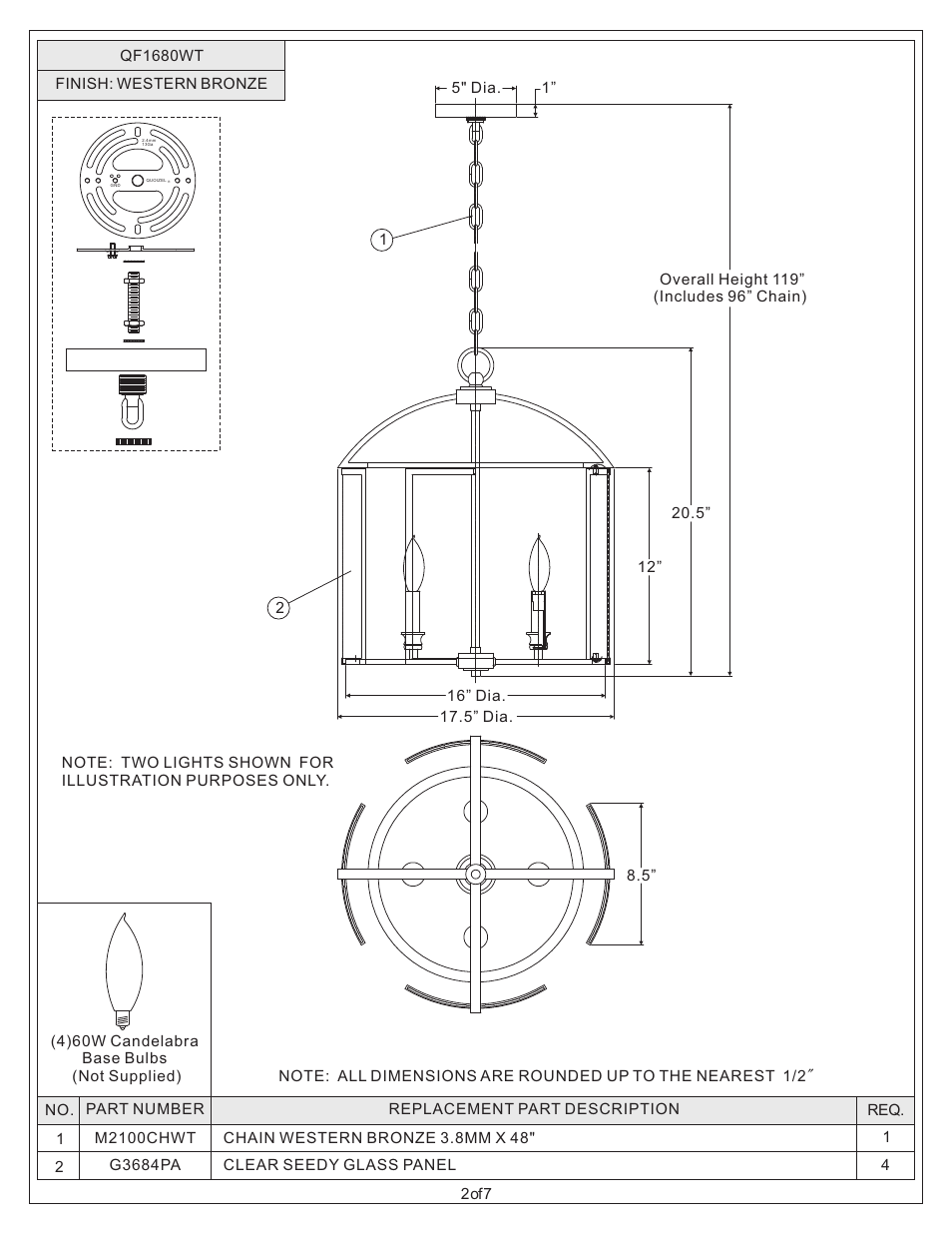 Quoizel QF1680WT Quoizel Fixture User Manual | Page 2 / 7