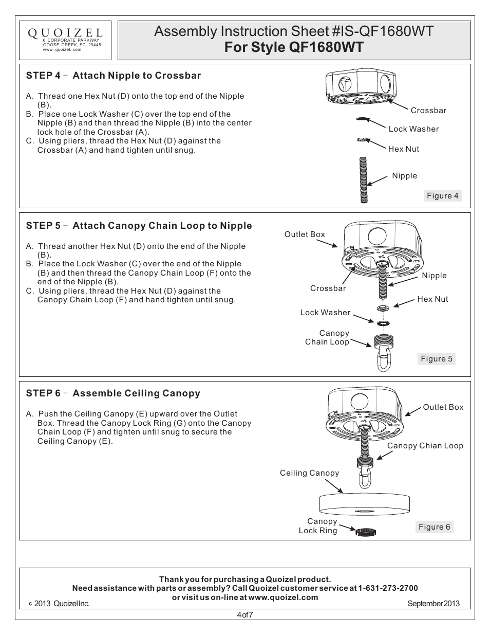 Quoizel QF1680WT Quoizel Fixture User Manual | Page 4 / 7