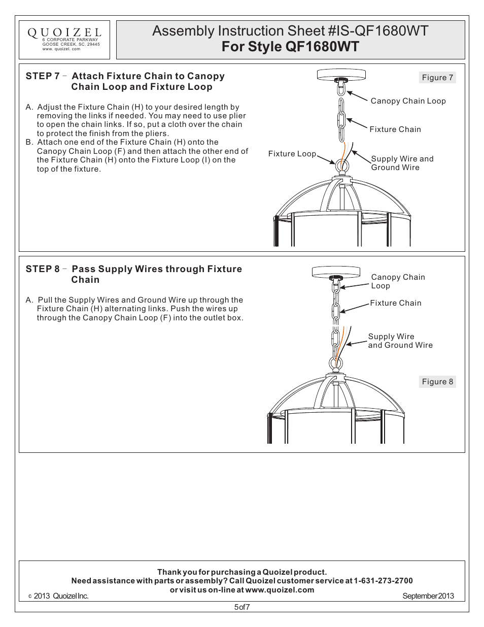 Quoizel QF1680WT Quoizel Fixture User Manual | Page 5 / 7